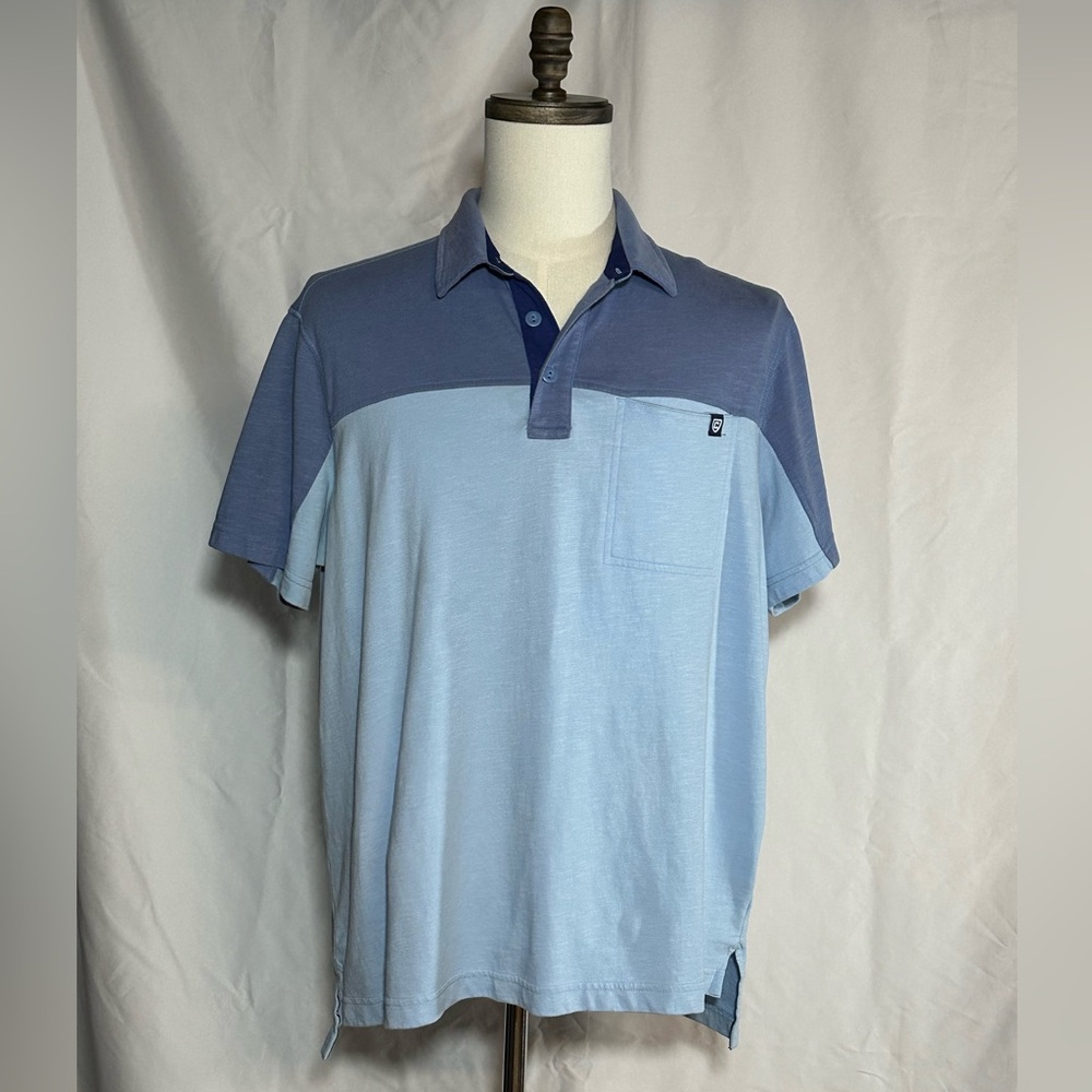 Chaps Polo Shirt • Mens XL • Navy Baby Blue •Two Tone Preppy Casual Cotton